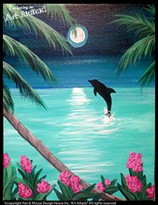 Dolphin in the moonlight painting