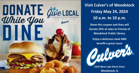 Friends of WPL Culver's Fundraiser Coupon