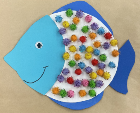 Completed craft, rainbow fish.