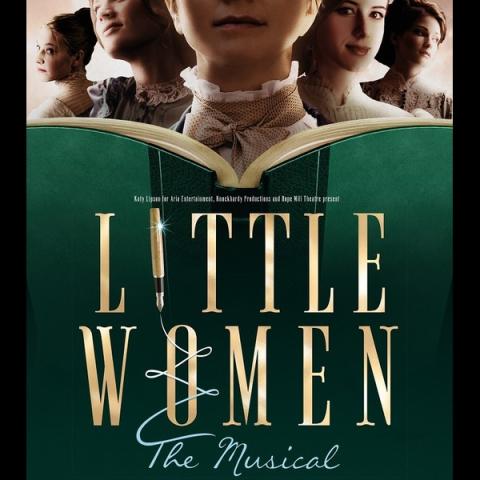 mage of women reading an open book titled Little Women The Musical.