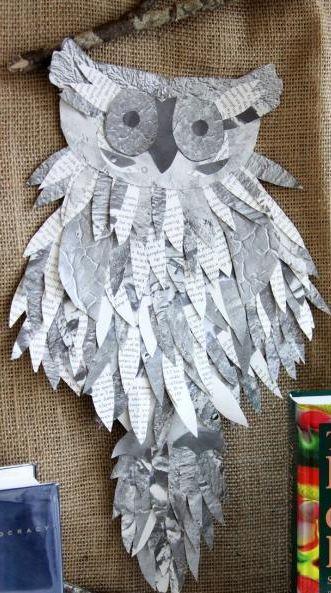 Photograph of completed owl craft project.